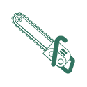 Icon of a chainsaw. Isaiah's Tree Service utilizes top of the line equipment.