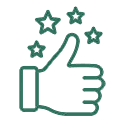 Icon showing a thumbs up with stars along the top depicting quality of service from Isaiah's Tree Service.