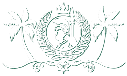Isaiah’s Tree Service logo showing a Hawaiian-style crest with a warrior figure, palm trees, and decorative scrollwork representing professional tree care on Kauai.